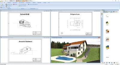 Einfamilienhaus mit mehreren Anbauten und Pool